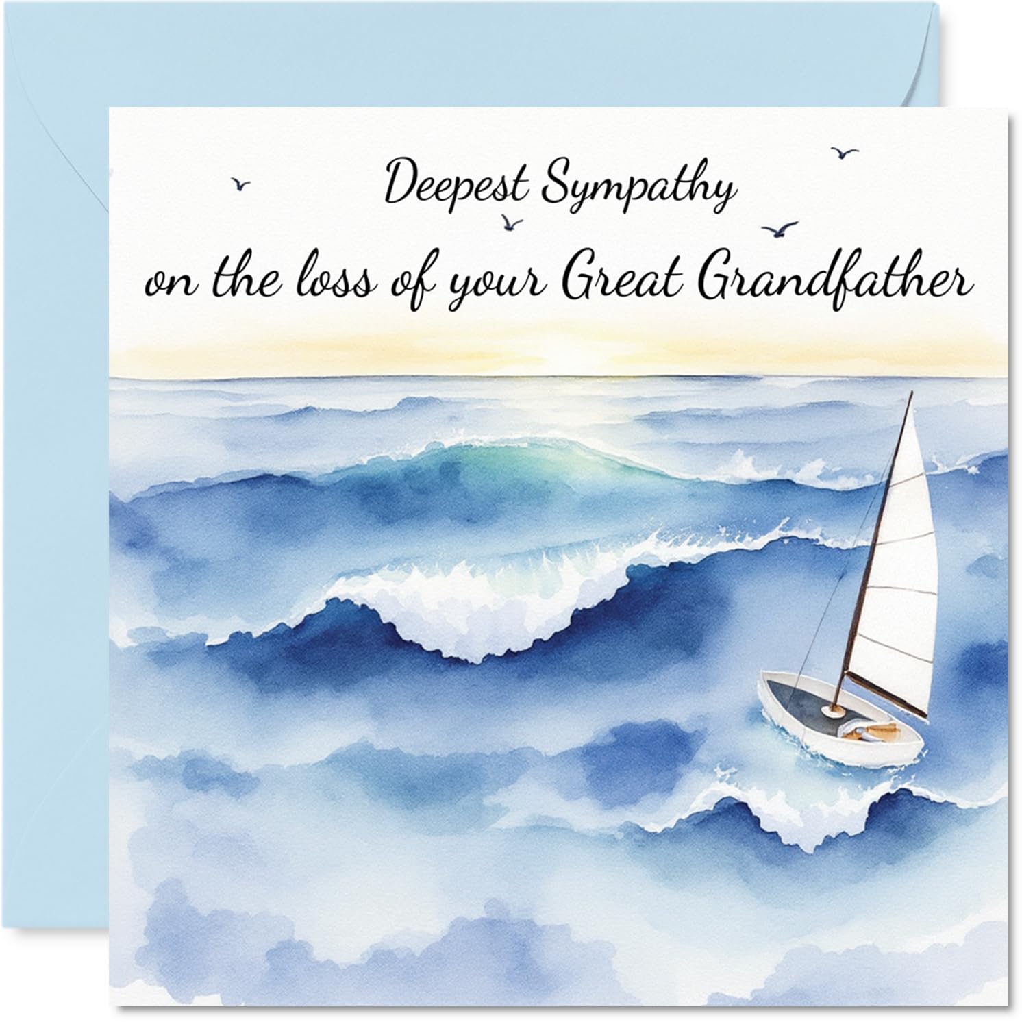 Sympathy Card Loss of Great Grandfather - Sail into the Sunset - Mourning Bereavement Cards for Adults, 145mm Condolences Thinking of You Greeting Cards