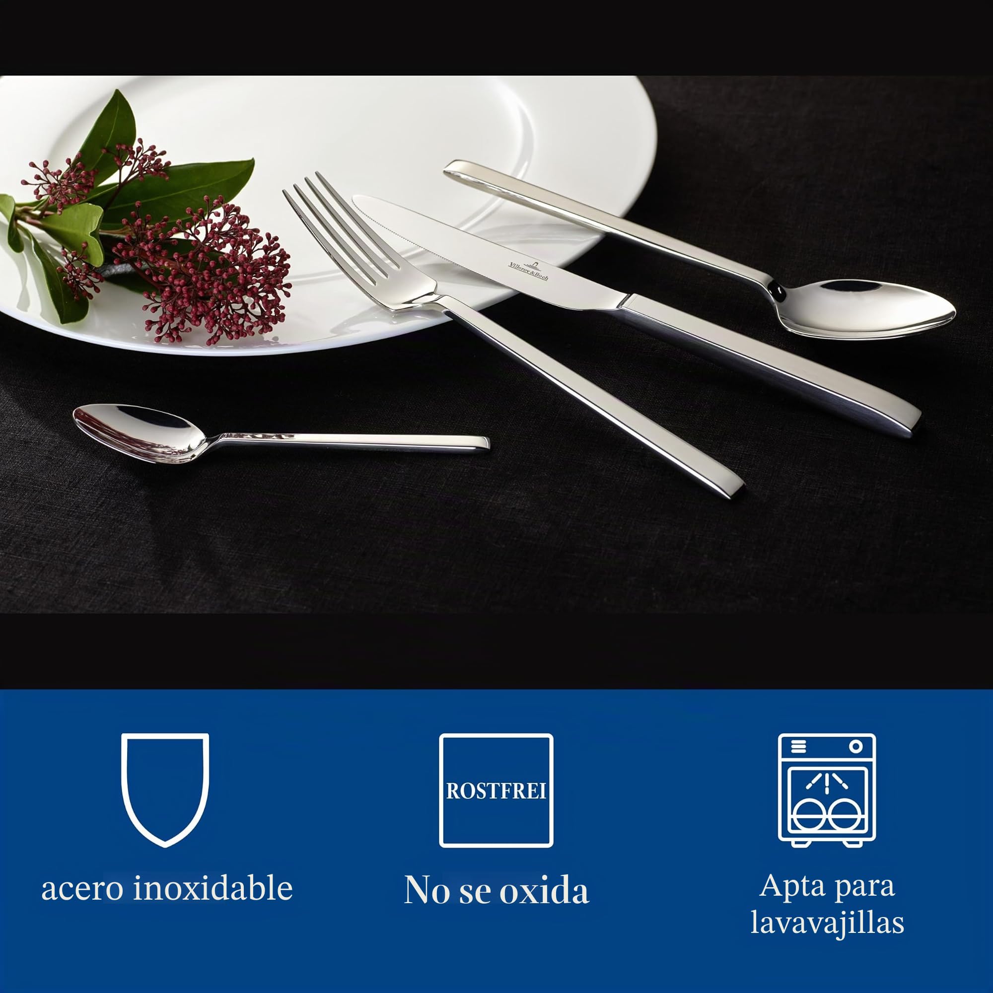 Villeroy and Boch 113 Piezas La Classica Juego de Cubiertos para el Almuerzo, Plateado