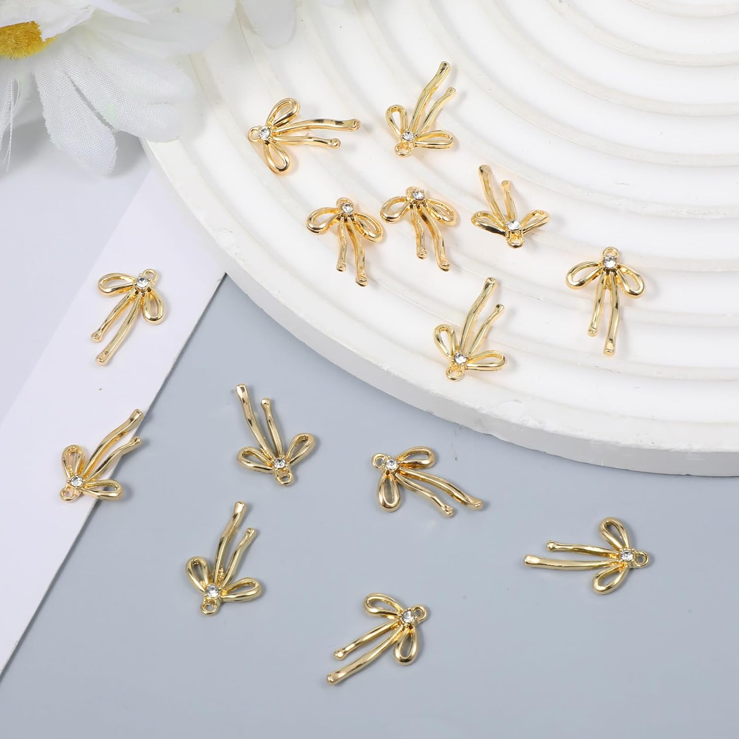 10Pcs Alloy Bowknot Pendants, Gold Bow Charms, Cute Charms for Jewelry Making DIY Crafts Necklace Bracelet Earrings Keychain - Image 7