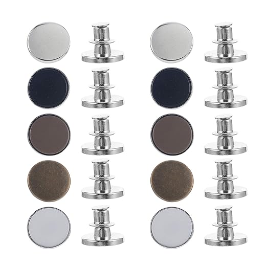 EXCEART 10pcs Replaceable Jean Buttons Instant Button Removable Jean Metal Button Detachable Pants Button Pins for Clothing Waist or Width Adjustment