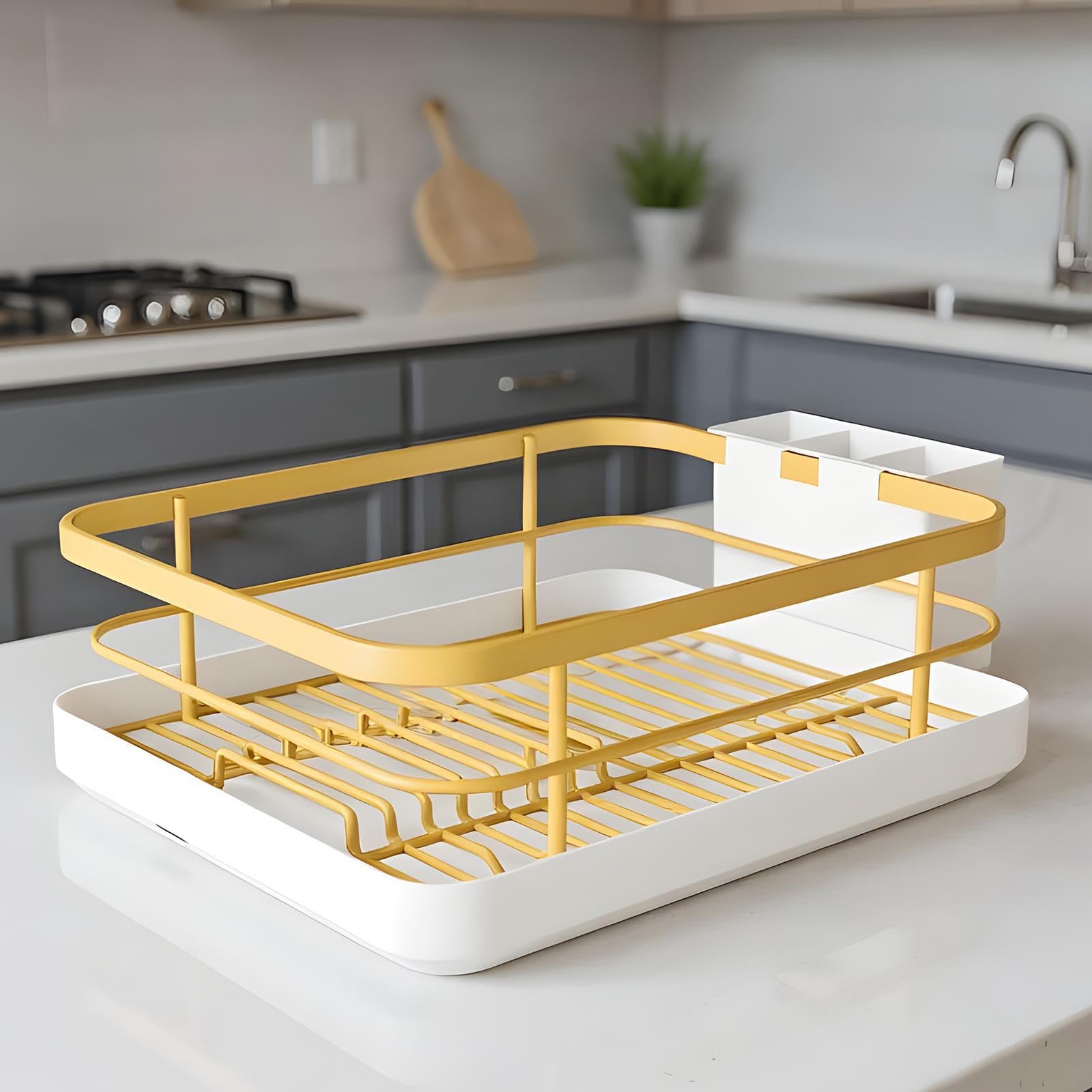 Platzsparendes Abtropfgestell mit Abtropffläche - Kaktus Design Geschirrtrocknung für Küche Indoor Home Familie Regal und Schrank Lagerung