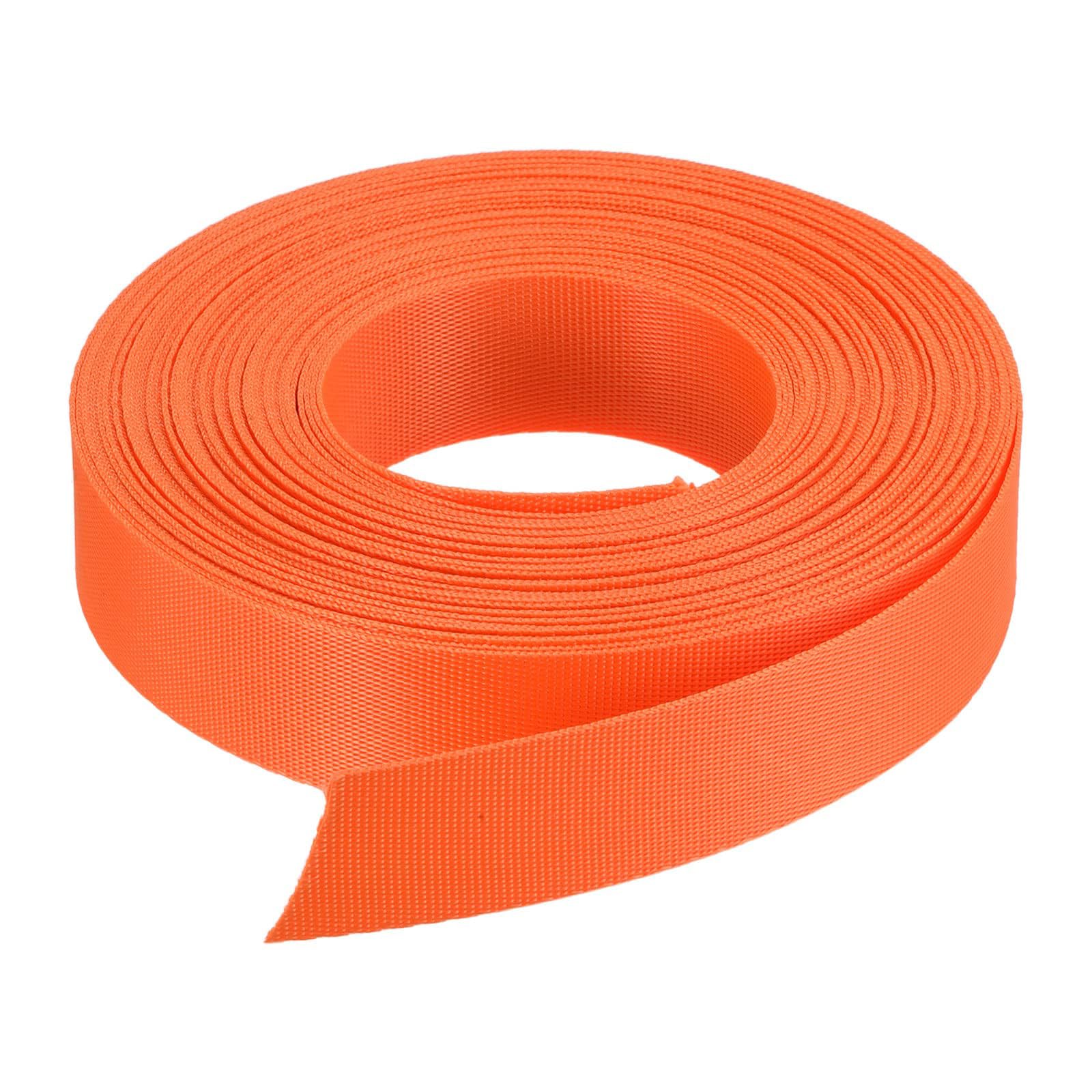 MACHSWON Nylon Webbing Strap 1 inch Orange Flat Nylon Webbing Straps 2.5cm 15 Yards Durable Straps for Backpack,Outdoor Climbing and DIY Making Luggage Strap,Pet Collars,Crafts