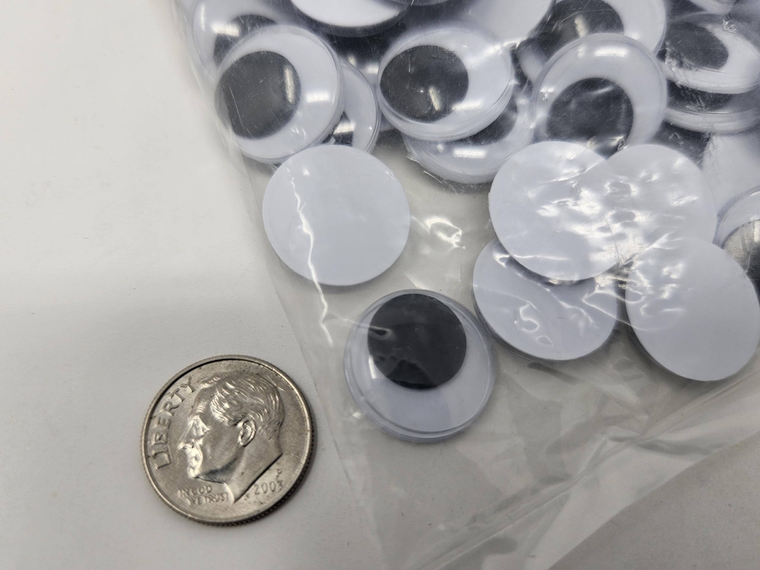 Zim's 17mm Round Paste-On Glue-On Moving Wiggle Googly Plastic Eyes for Craft Dolls or Puppets (Pack of 144)