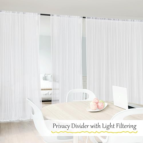 Miniatura 7 de NICETOWN 2 paneles de cortinas de mosquitera impermeables para porche, patio, cenador, pérgola, cortinas de tul transparente con bolsillo para