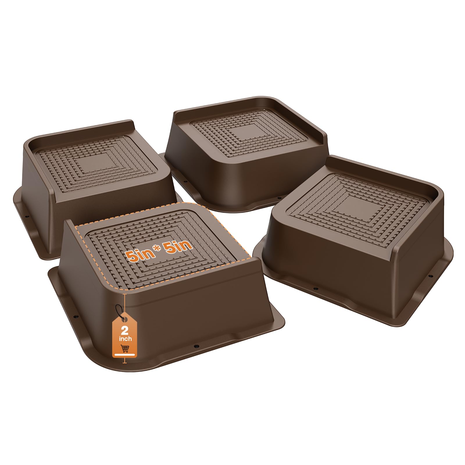 MYMULIKE Bed Risers 2 inch,Heavy Duty Furniture Risers, Up to 6000 Lbs L Shaped Design Bed Lifts Blocks for Couch Desk Sofa Table Bookshelf(Dark Brown 4 Pack, 2 inch — image 1