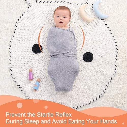 Miniatura 3 de Baby Swaddle Warp - Manta ajustable para recién nacido, paquete de 3 unidades, 100% algodón, para niño y niña, Rosado