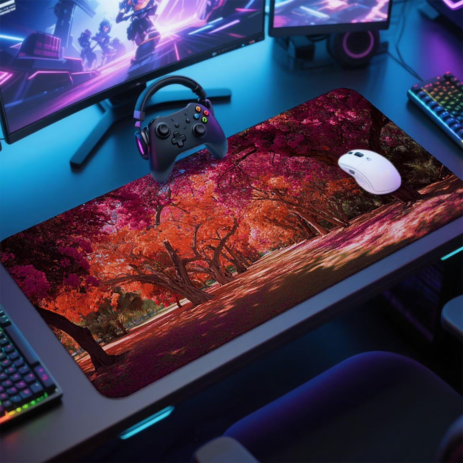 Różowa podkładka pod mysz pod mysz pod mysz do gier XXL 1200 x 600 x 3 mm podkładka pod mysz guma las duża podkładka pod rękę dla graczy akcesoria wodoodporne PC, do klawiatury laptopa w-8891