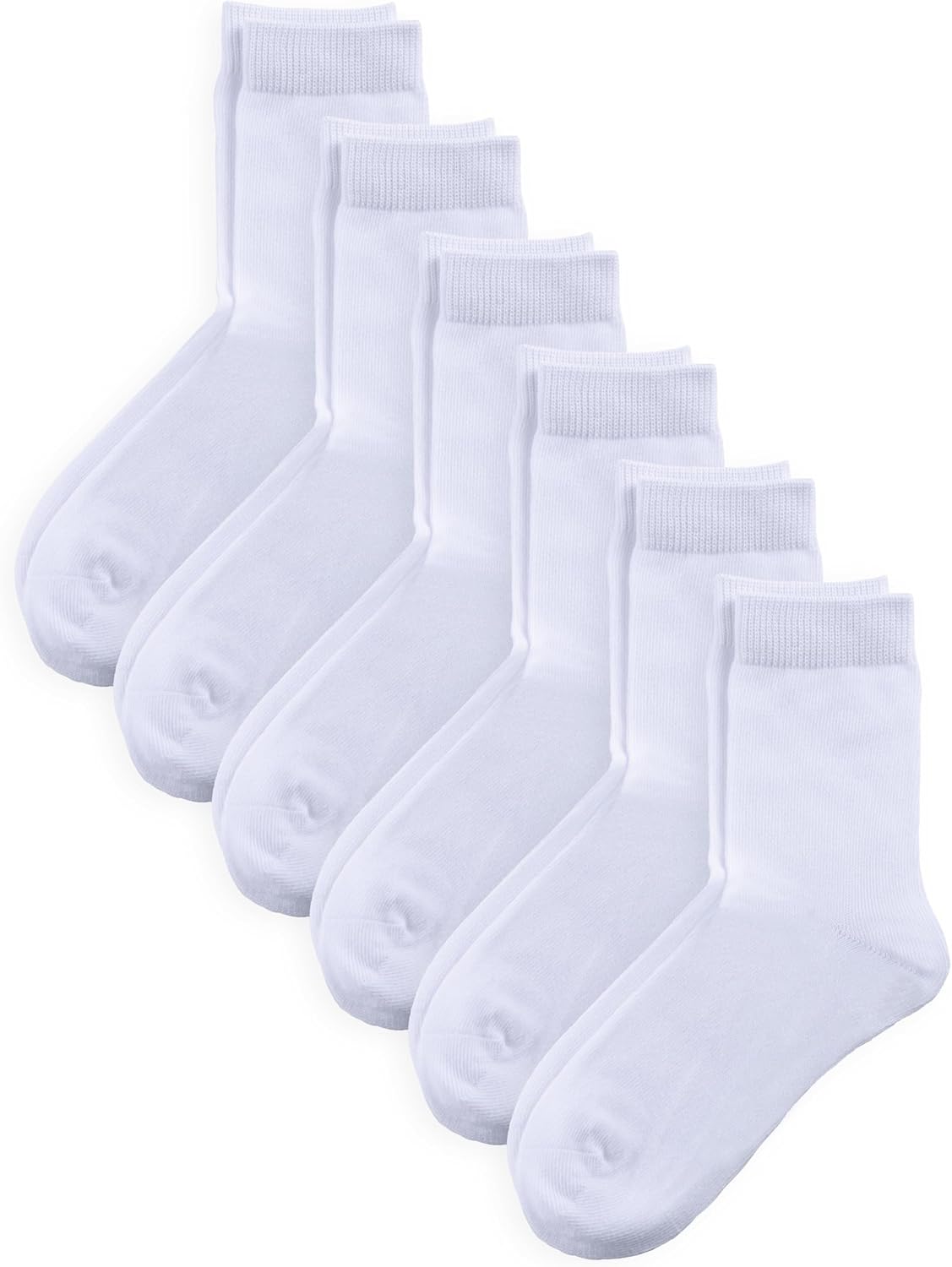 COTTON DAY Unisex Little Kids Youth Boys Girls Soft Cotton Crew Dress Socks Seamless Toe Black White Gray Navy 6 Pack