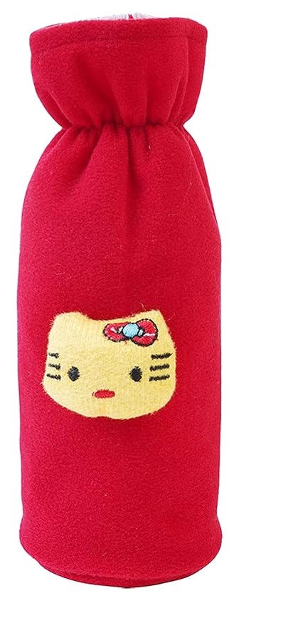 Kuber Industries Rabbit Face Design Soft Velvet StretcHable Baby Feeding Bottle Cover With Easy to Hold Strap (Red)