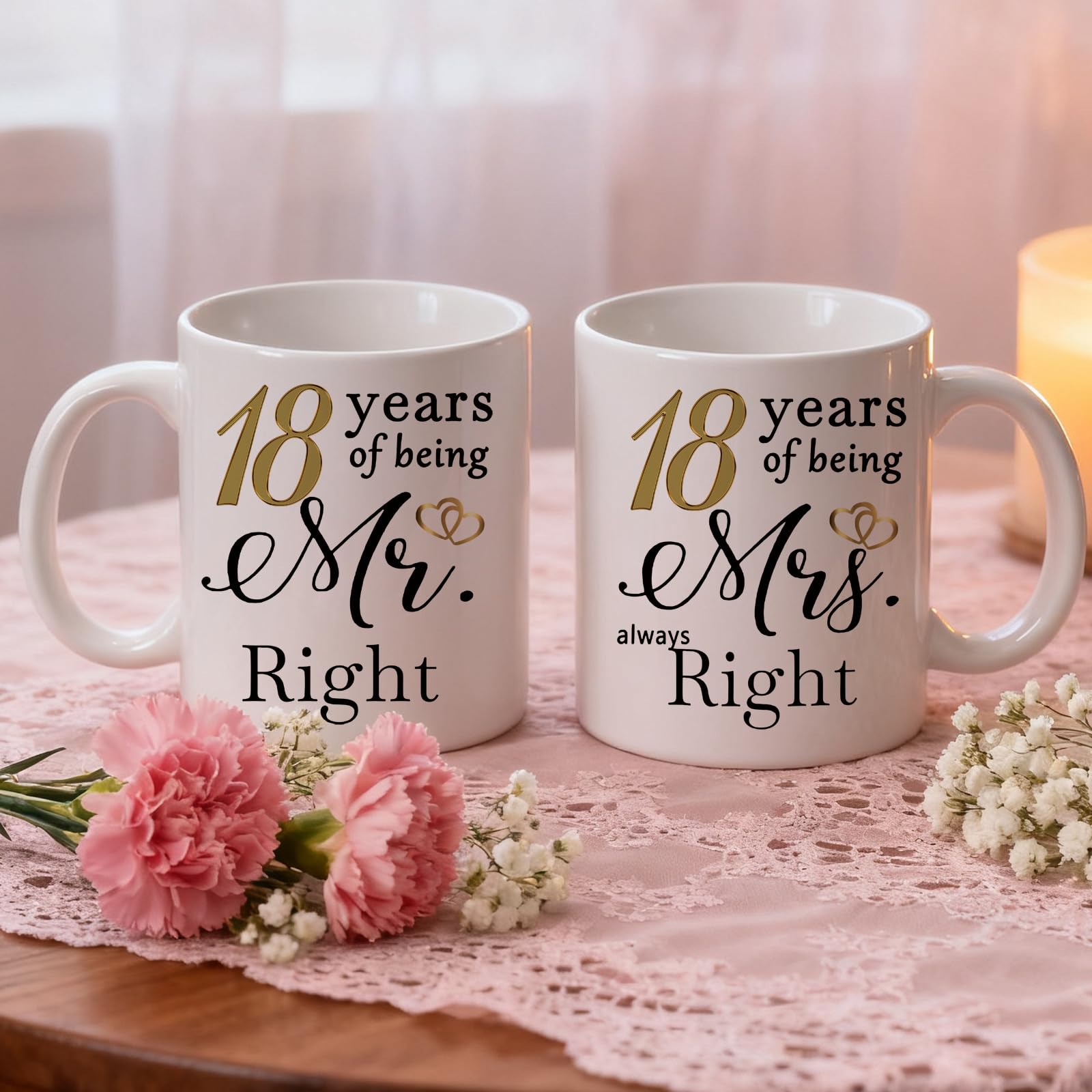 18 Year Anniversary Coffee Mugs Set of 2 - Image 3