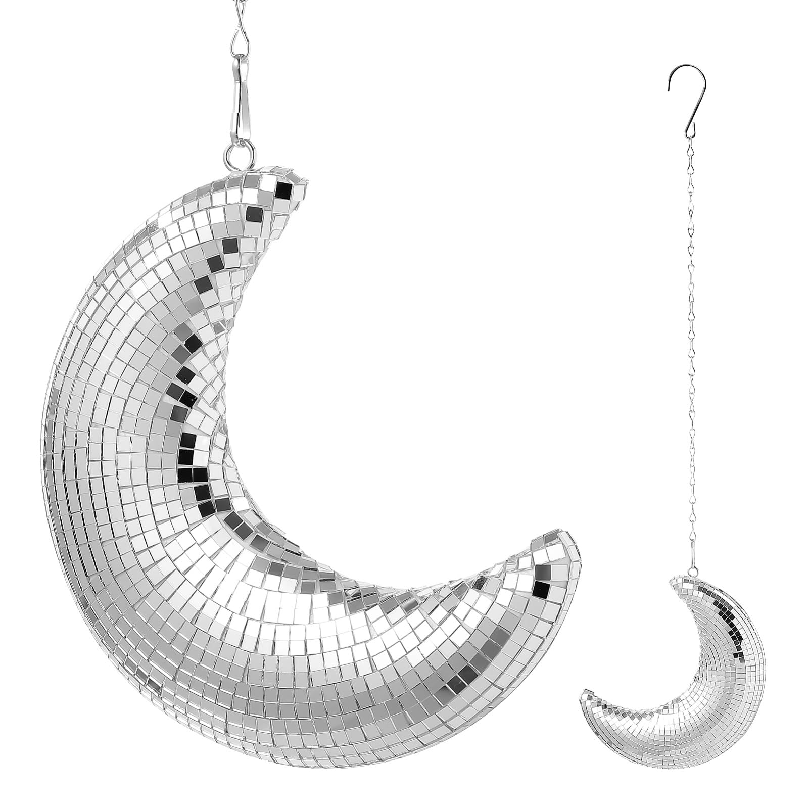 QUMIIRITY Retro Wall Decor Moon Disco Ball Pendant Elegant Hanging Ornament for Parties and Weddings Unique Design Reflects Light for Sparkling Ambiance Versatile Decoration
