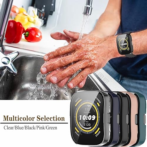 Miniatura 6 de Qaerre Paquete de 5 Funda protectora de pantalla con vidrio templado compatible con reloj inteligente Amafit Bip 5, carcasa rígida de policarbonato
