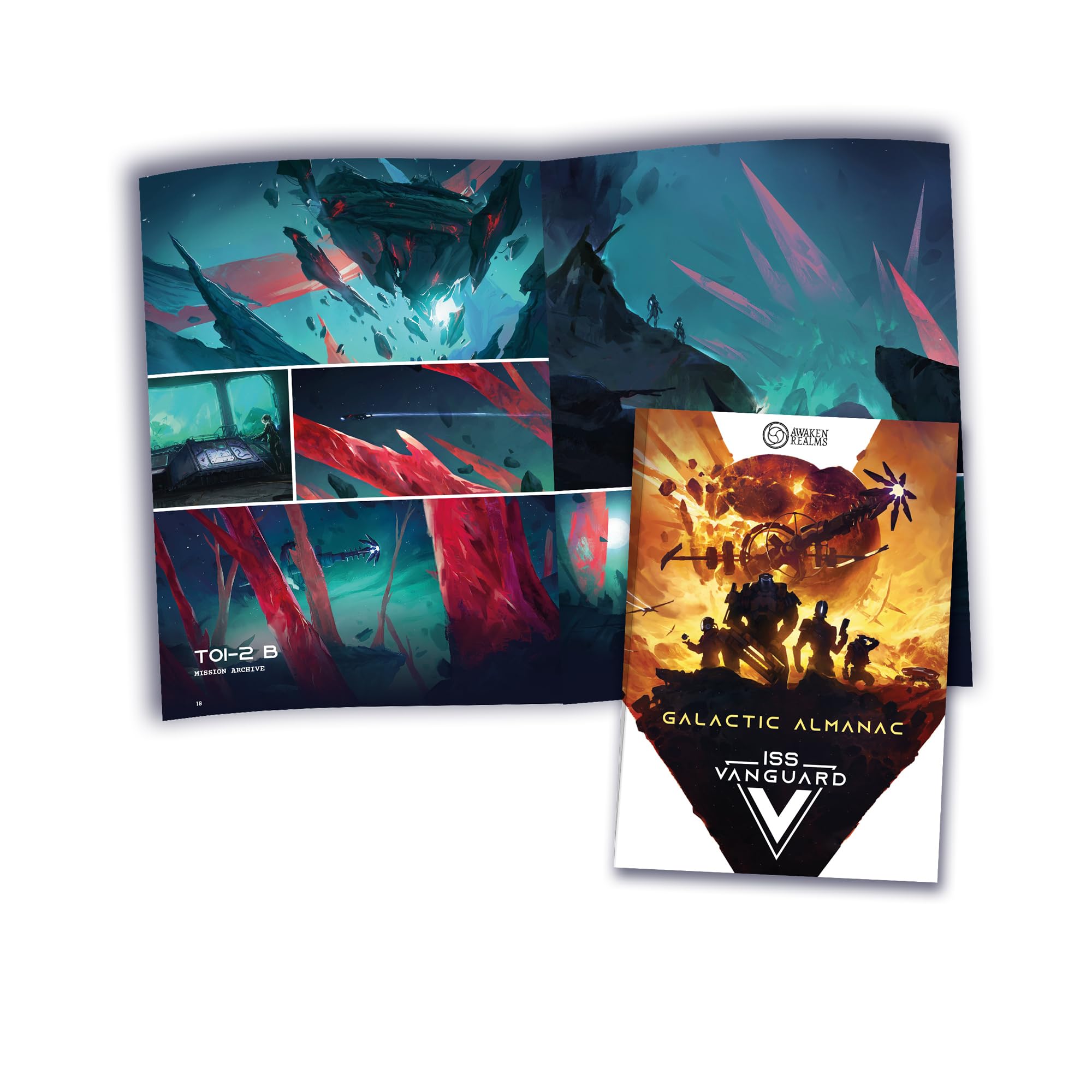 ISS Vanguard: Galactic Almanac Expansion - Ultimate Guide for Fans & Collectors! Cooperative Sci-Fi Adventure Game, Ages 14+, 1-4 Players, 90-120 Min Playtime, Made by Awaken Realms