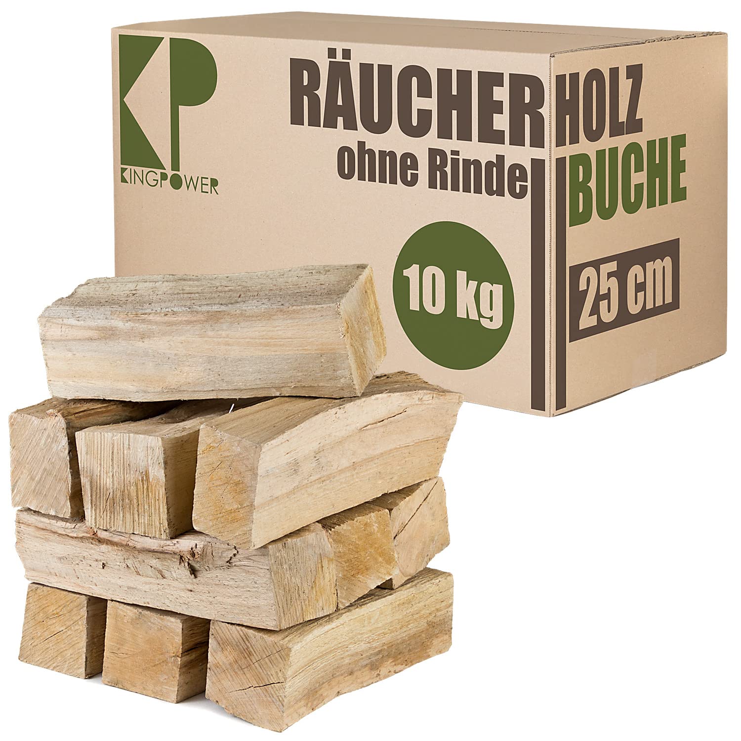 Kingpower bukowe drewno wędzarnicze, drewno opałowe, 10-30 kg, drewno bukowe bez kory, 25 cm, drewno kominkowe, drewno opałowe, grillowanie, wędzarnia, wędzarnia, ilość: 10 kg