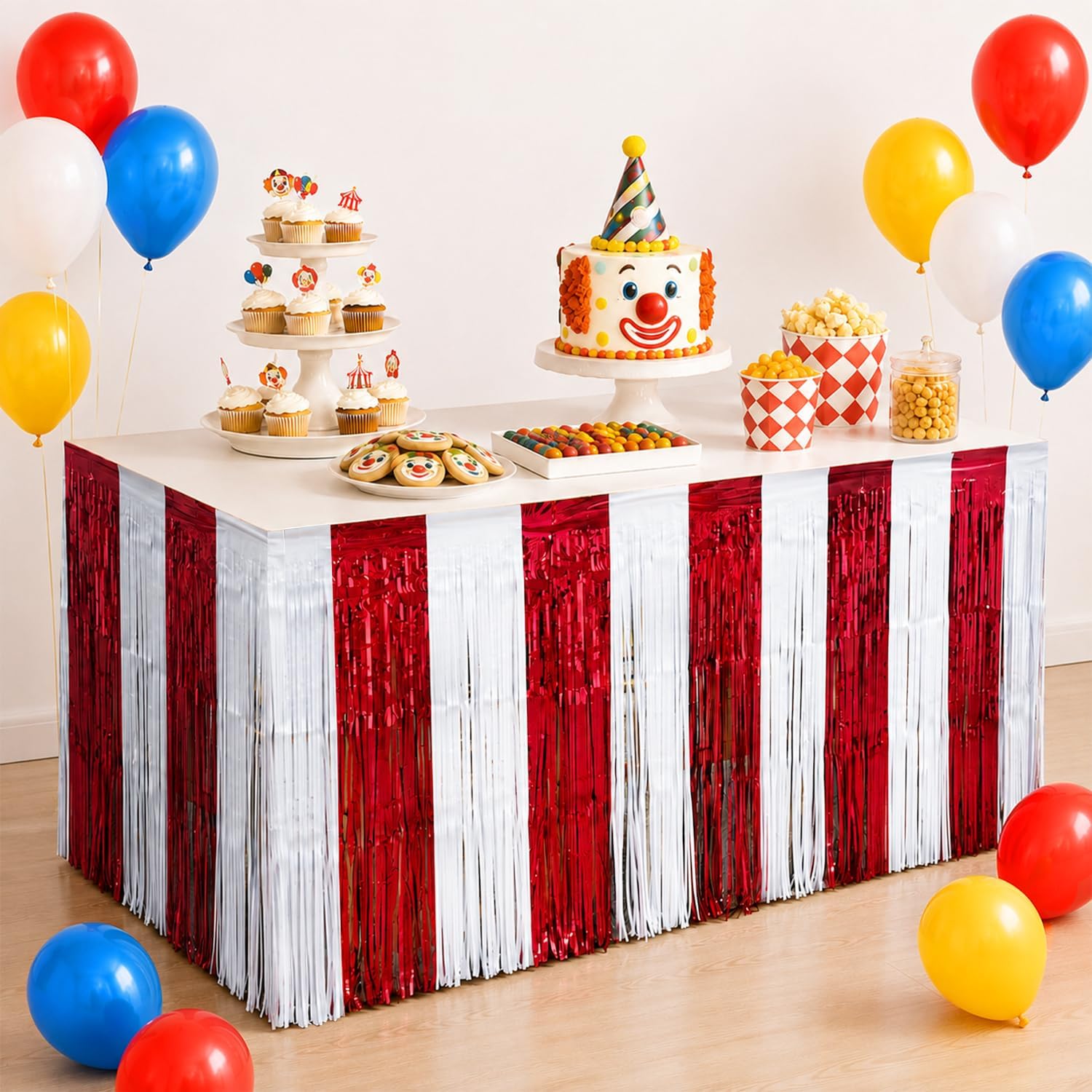 Carnival Circus Theme Table Skirts Birthday Party Decorations, 2 Pack