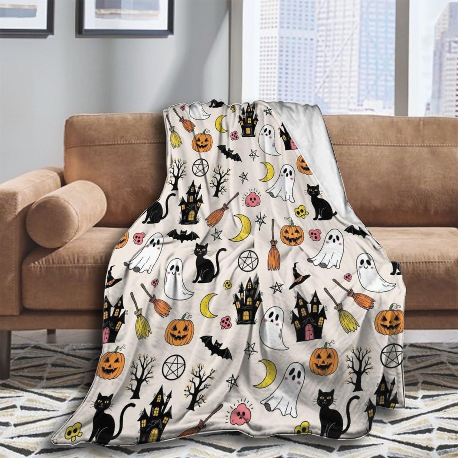 Oudrspo Throw Blanket for Couch Soft Skull and Crossbones Blankets and Throws for Sofa