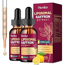 2 Pack Liposomal Saffron Supplements - 88.5mg Saffron Extract Liquid Drops with L-Theanine, Chamomile, Vitamin C, B6, B12 & D3 - Lemon Flavor