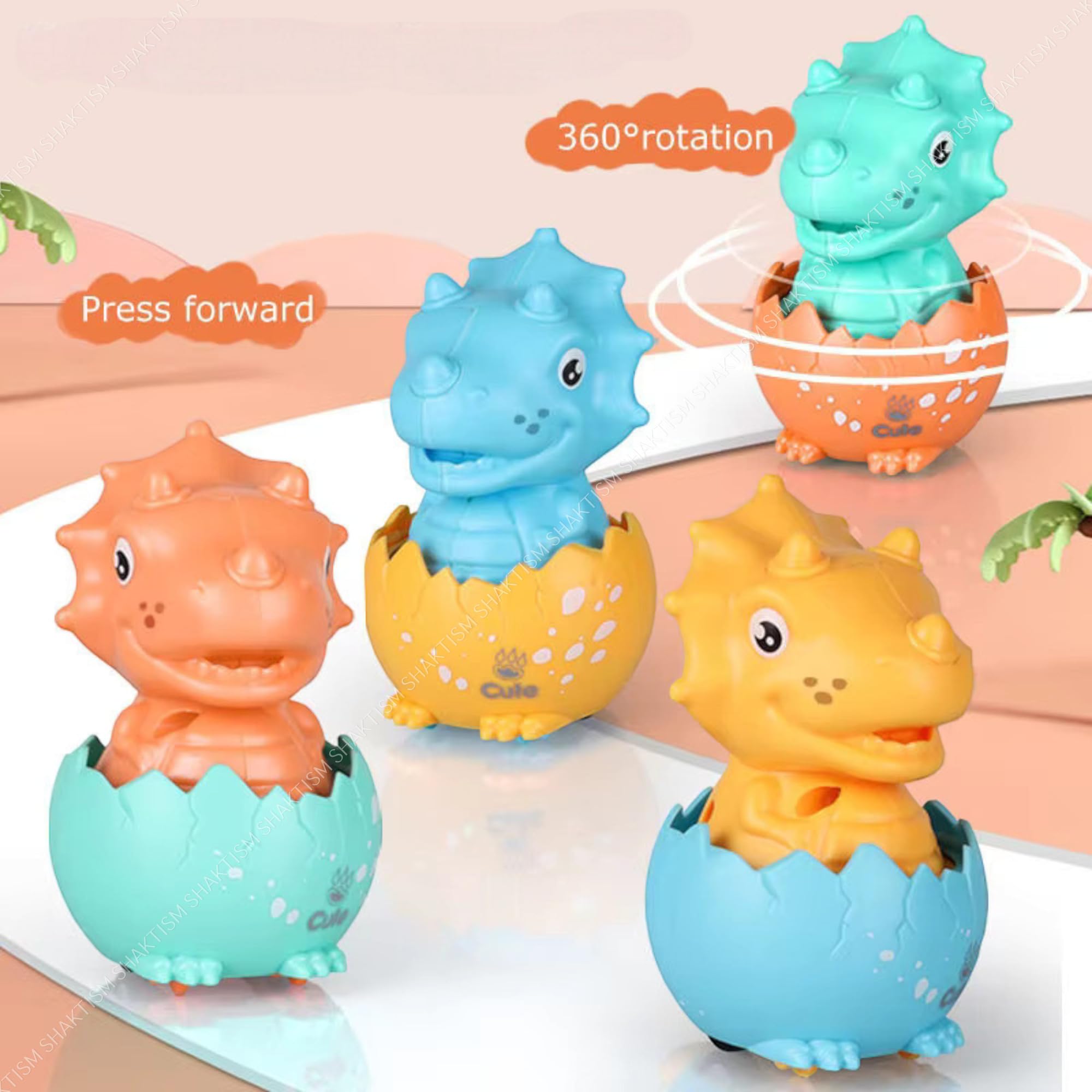 SHAKTISM Press and Go Owl Car Toys for Boys and Girls Crawling Toys for Moving Dino Toy for Birthday Gifts – Random Colour - 1Pc (Dinosaur - 1Pc Random)