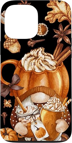 Funda para iPhone 13 Pro Max con bonito diseño de otoño y gnomo de Acción de Gracias, calabaza y especias