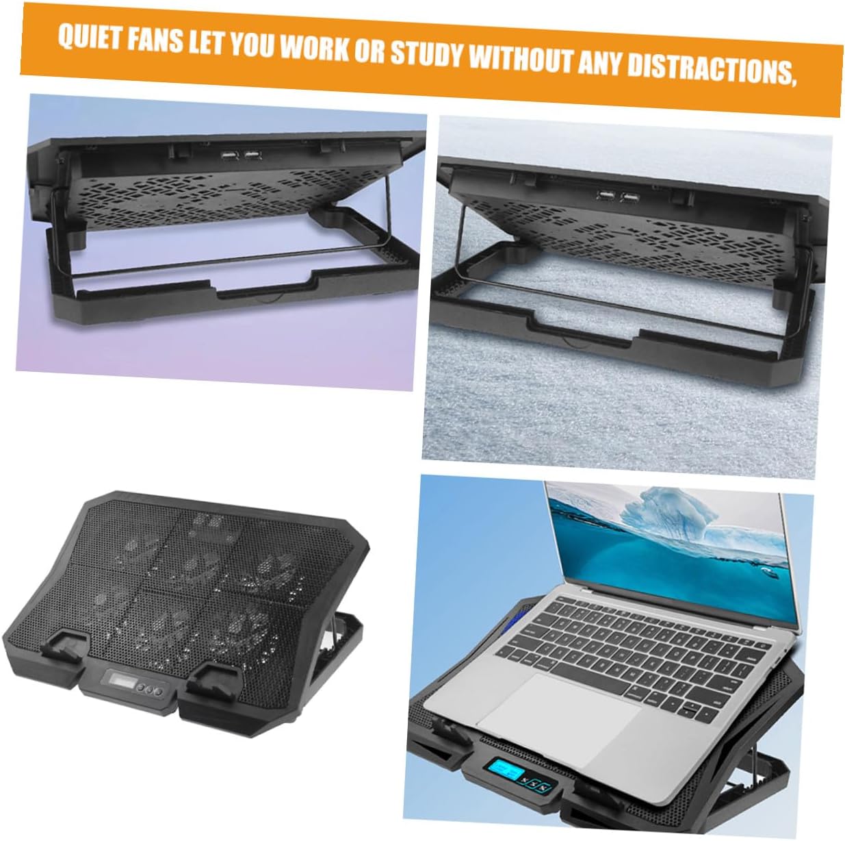 PRETYZOOM Laptop Cooling Pad 15.6 Inch Laptop Fan Cooling Stand with Adjustable Speed