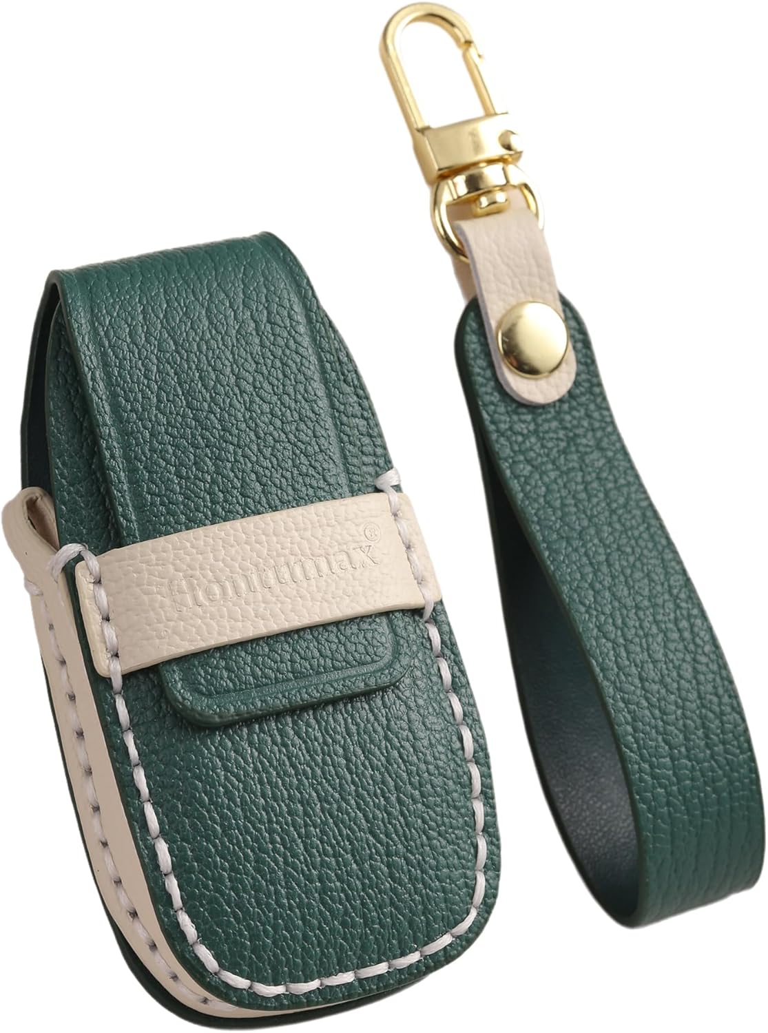 Genuine Leather Key Fob Cover Case for Mercedes-Benz A E S C GLE GLC EQB EQC GLA GLS AMG G63 250 300 2020-2024 Key Holder (Green) - Image 4