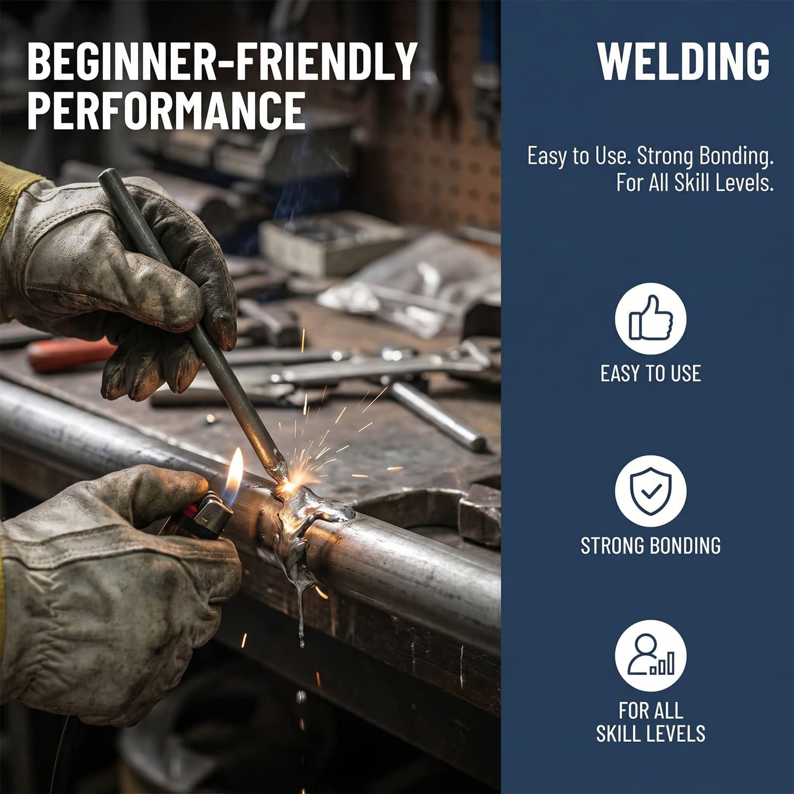 2026 New Low Temperature Welding Rods, Lighter-Activated Welding Wire for DIY & Emergencies, Powder-Cored Aluminum Welding Rod,Solid Weld Without a Welding Machine (12pcs)