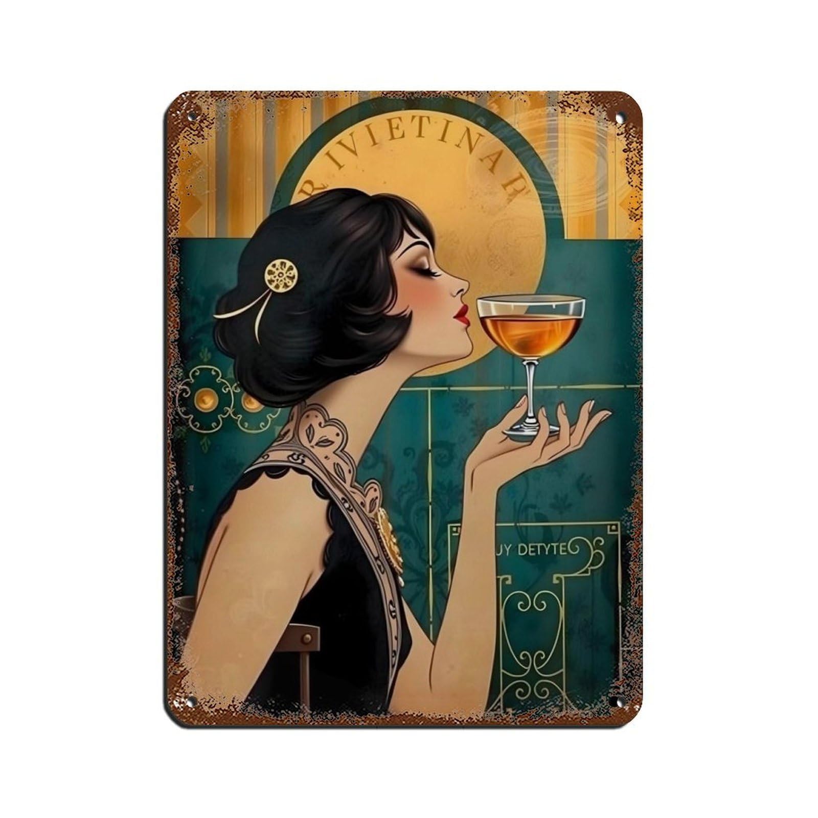 Cocktail Poster 20s Style Art Gift (3) Tin Sign Vintage Metal Pub Club Cafe Bar Home Wall Art Decoration Poster Retro 12x16inch(30x40cm)
