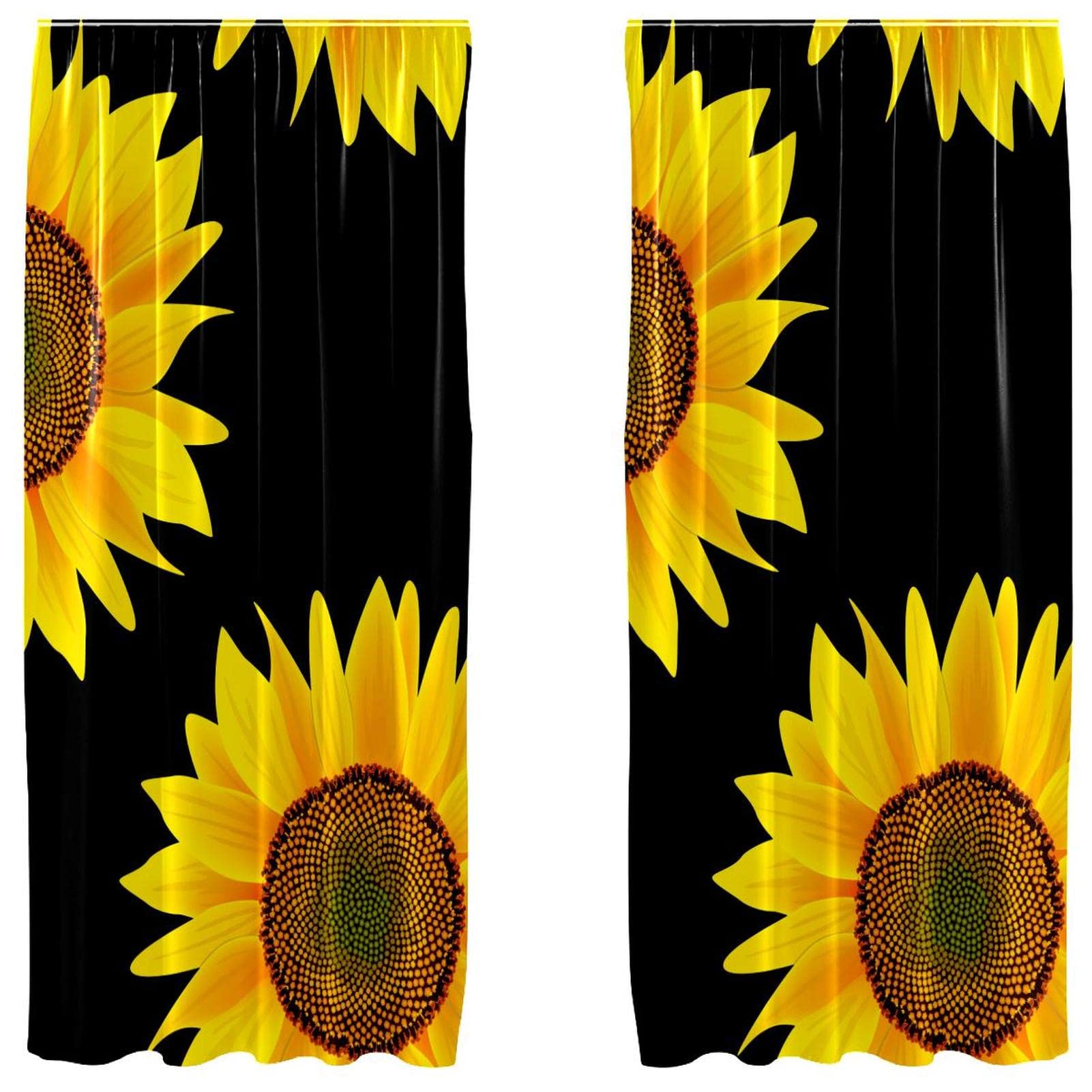 Cortinas opacas de microfibra con diseño textil de girasoles juego decorativo exclusivo