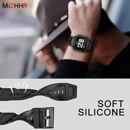 Miniatura 6 de MioHHR Funda y correa de acero inoxidable compatible con Fitbit Versa 432Fitbit Versa LiteFitbit Sense 2Fitbit Sense Bandas con funda de metal,