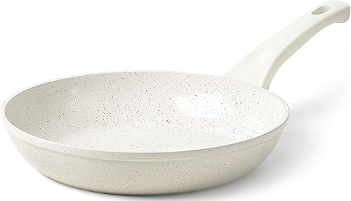 Sartén antiadherente de 8 pulgadas, sartén antiadherente de cerámica blanca, sartén de tortilla de huevo segura y no tóxica, pequeña sartén