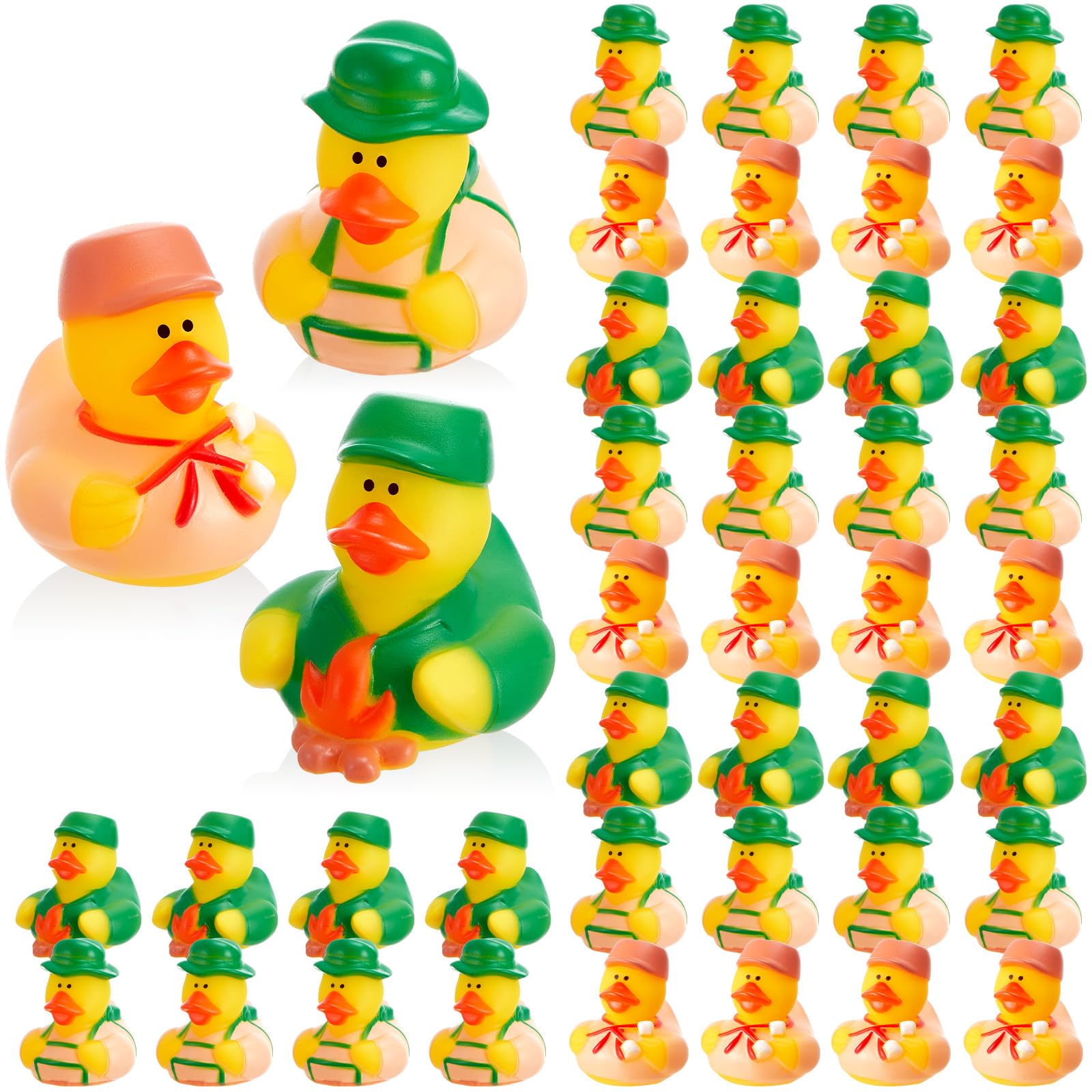 24 Pcs Camp Rubber Duck Bulk Summer Vacation Party Favors 2 Inch Rubber Ducks Gifts for Camping Adventure Theme Birthday Party Decoration