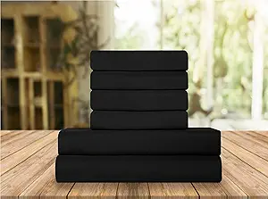 Elegant Comfort Luxury Soft Bed Sheets 1500 Premium Hotel Quality Microfiber Softness Wrinkle and Fade Resistant (6-Piece) Bedding Set, King, Black