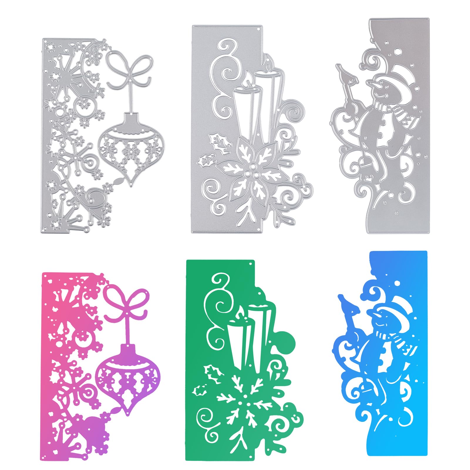 NICENEEDED 3Pcs Snow Flake Flower Cutting Dies, Carbon Steel Christmas Lantern Die Cuts Metal Cutting Die, Embossing Die Stencil for DIY Paper Art Craft Scrapbooking Photo Album Decor