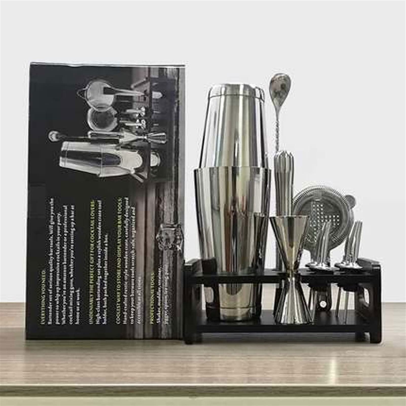 Mezclador de vino Boston Shaker Set para Bartenders- Conjuntos de bares de barra de barras, kit de barmandero de acero inoxidable con shakers, coladores, jigger, para cócteles Accesorios de barras de