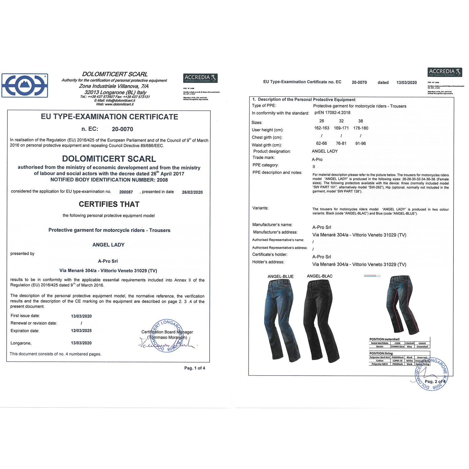Jeans Femme Denim CE Protections Moto Motard Pants Coton Scooter Lady bleu 36