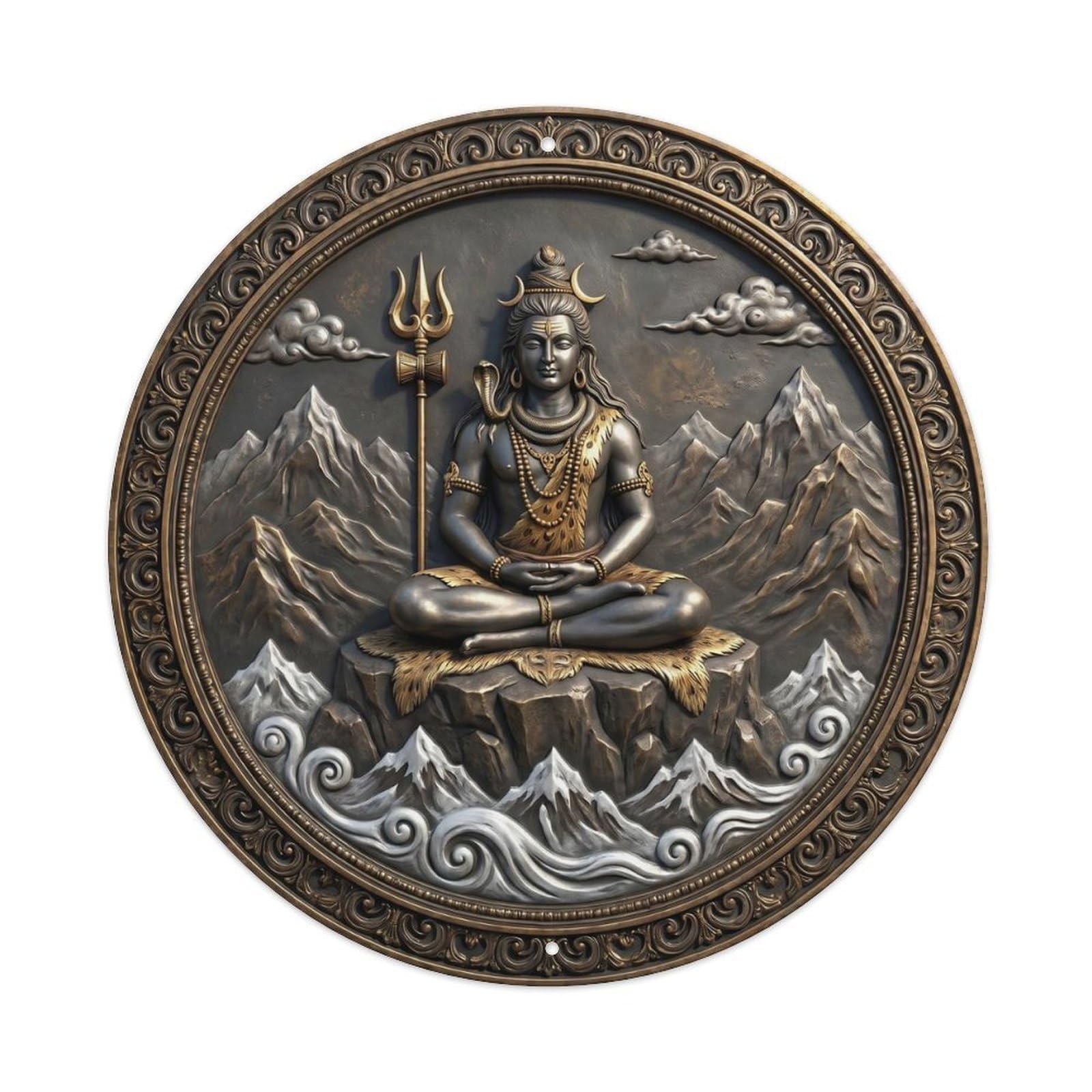Shiva Mountain Rock Himalaya Peak Relief Sculpture Metal Tin Sign