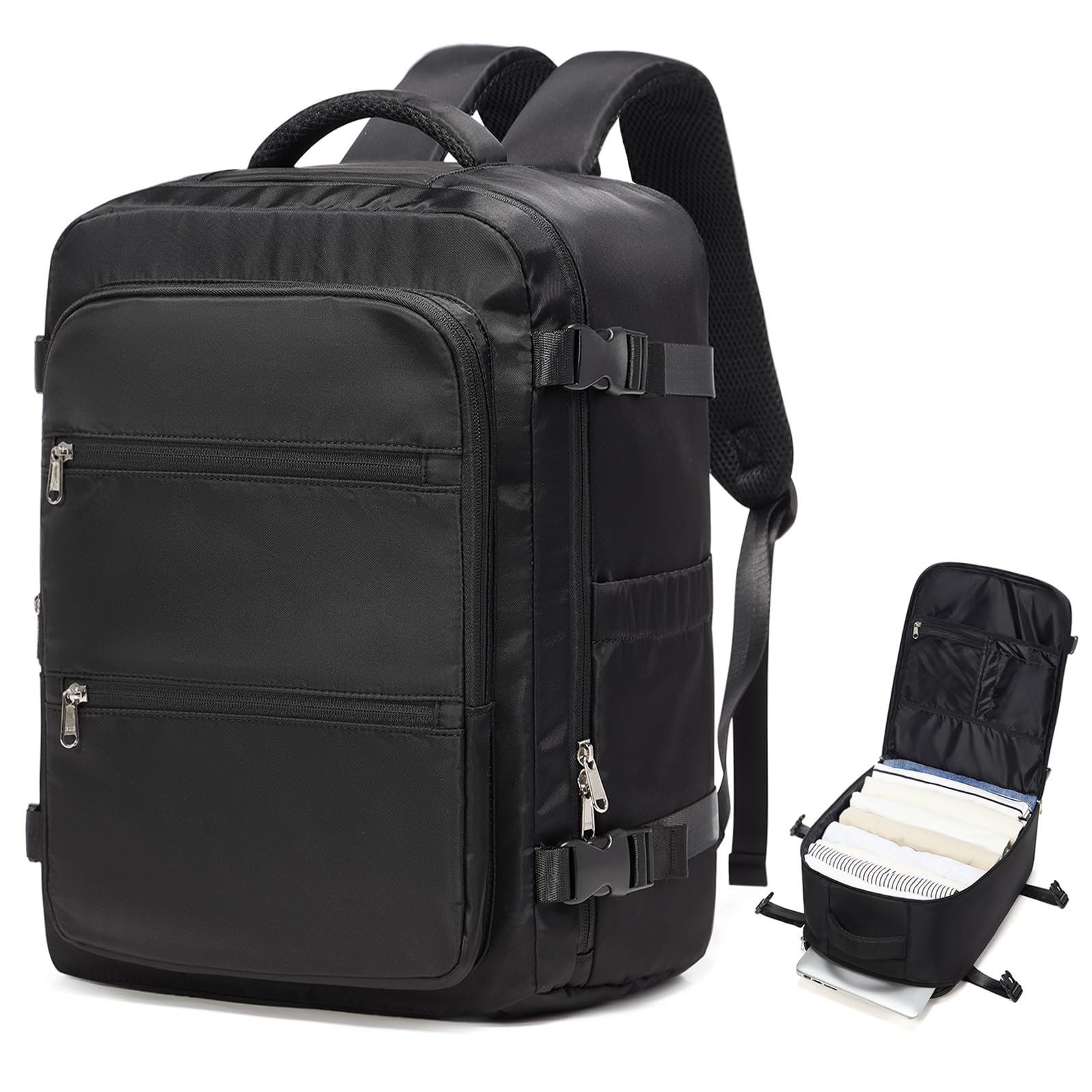 Zaino Ryanair 40x30x20 Zaino da Viaggio Aereo Bagaglio a Mano per Wizz Air 40x20x25 Borse Cabina Zaini Casual Donna Uomo per Laptop da 14 Pollici Scuola Lavoro Nero