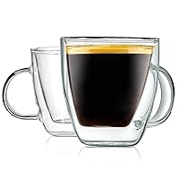 Vista 1 de NutriChef Tazas de café de 5.2 onzas (juego de 2), tazas de café de vidrio de doble pared para bebidas calientes y frías, tazas de café de vidrio