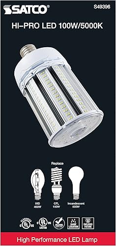 Miniatura 5 de Satco Bombilla LED HID S49396 Corncob de repuesto, EX39 Mogul Base Extendida, 100W, 5000K