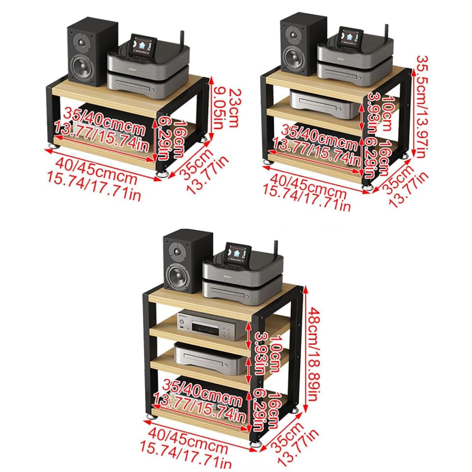 Supporto multimediale AV, mobile da scrivania per video e audio, con ripiano in legno, armadio stereo aperto, armadio componente, mobiletto per componenti ad angolo, mobiletto portatile per scrivania