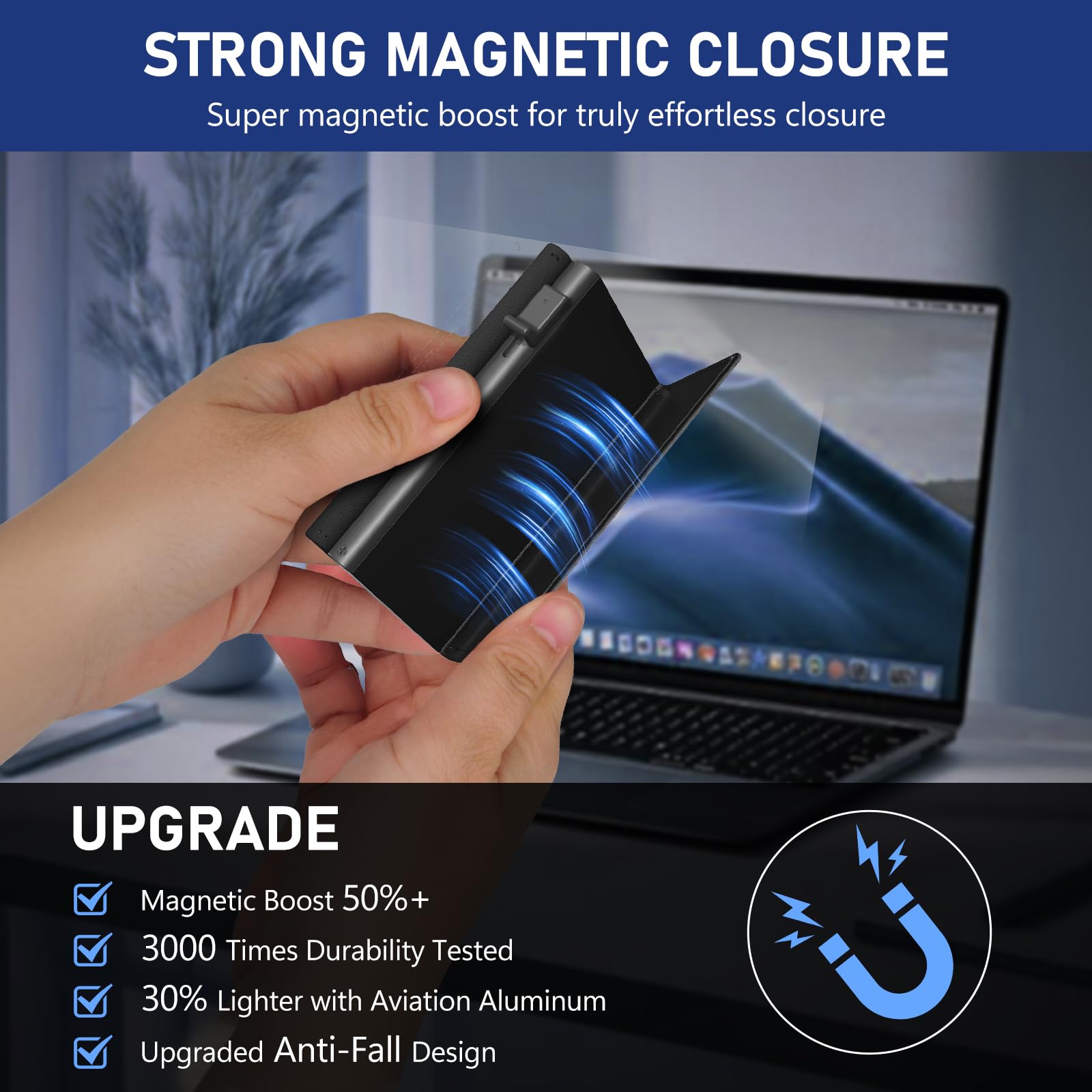 Tarjetero para hombre, funda de aluminio desplegable, cuero de grano superior, billetera inteligente para hombres, bloqueo RFID, delgada, minimalista, bolsillo frontal, capacidad de 9 a 14 7