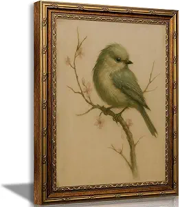 Vintage Gold Framed Bird Canvas Wall Art, 9x11 Inch