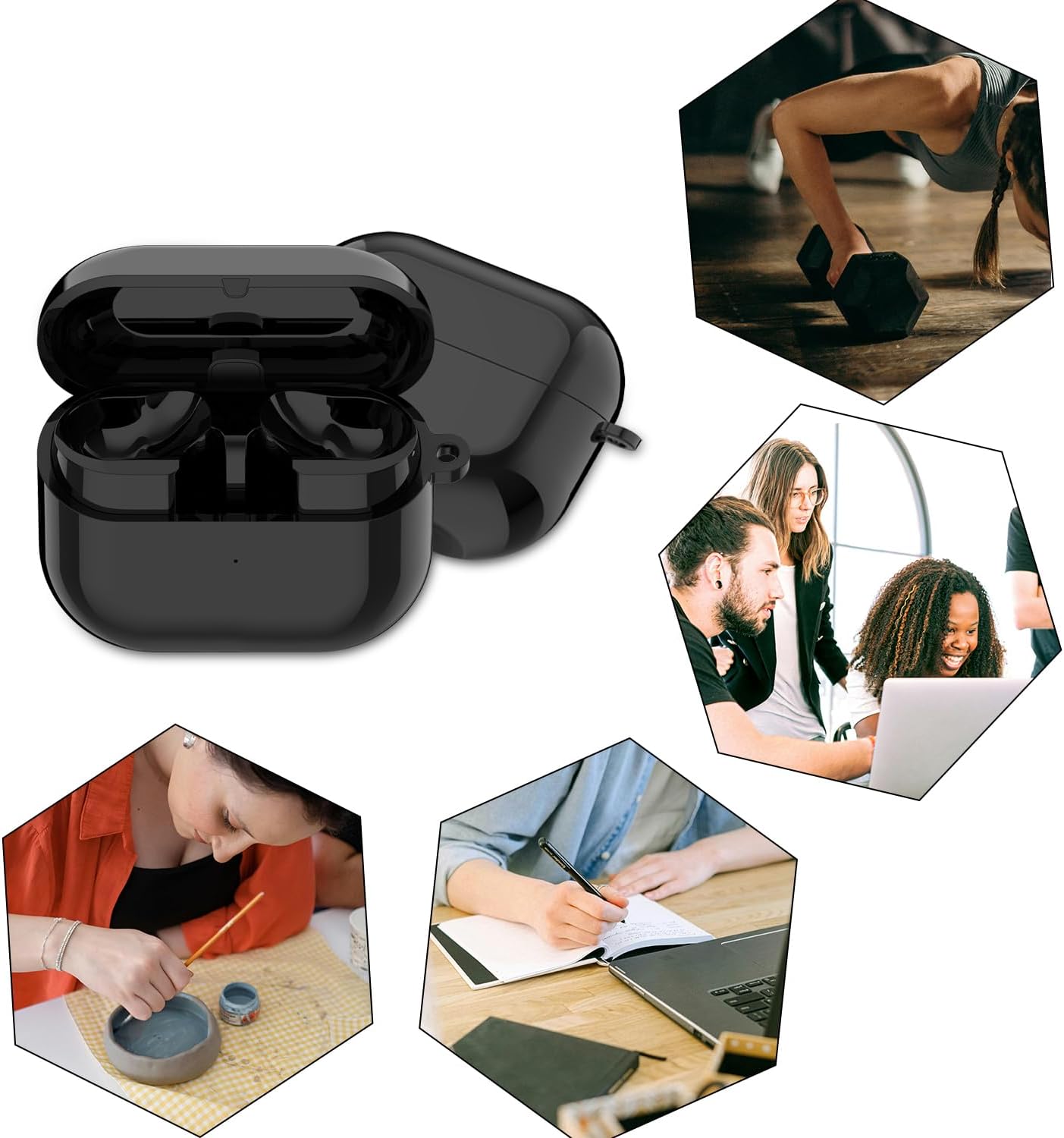 Replacement Earbuds Charger Station Inended for Samsung Galaxy Buds 3 Pro Charging Case, USB Wired Charger Dock Box Stand Cradle Case Cover (Black)