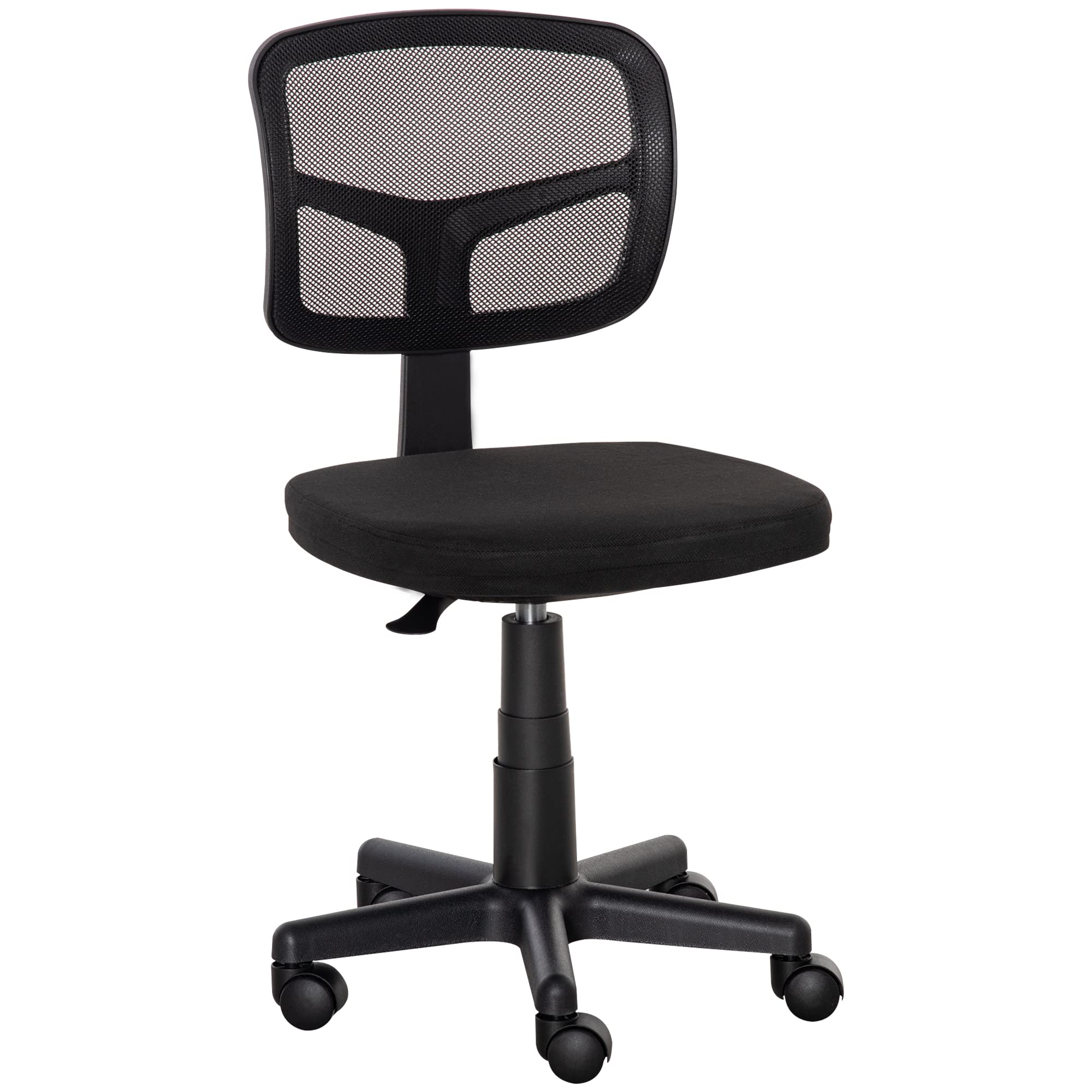 Vinsetto Pequeña Silla de Oficina sin Brazos, Silla de Escritorio Ergonómica Giratoria de Malla con Respaldo Curvo y Ruedas, Altura Ajustable, para Tocador de Ordenador en Casa Estudio Dormitorio,