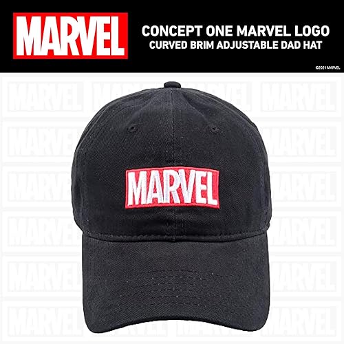 Miniatura 2 de Concept One Marvel Logo - Gorro ajustable de algodón para papá, negro, talla única, Negro -