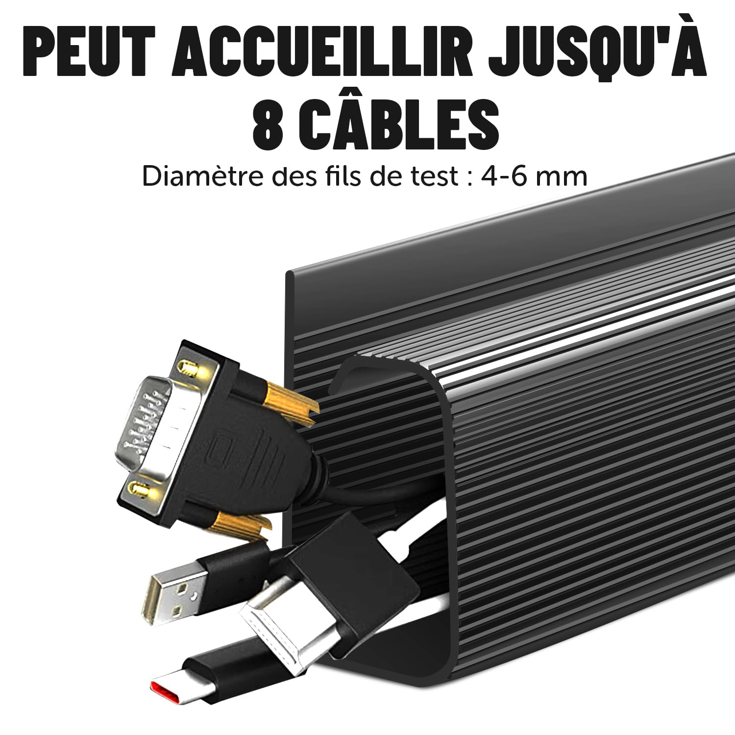 shinfly Gestion des Câbles de Bureau, 4 x 15,7 Pouces de Gestion des Câbles sous Le Bureau, Rainure de Goulotte de Câbles Noire en Forme de J pour Bureau d'Ordinateur, Télévision