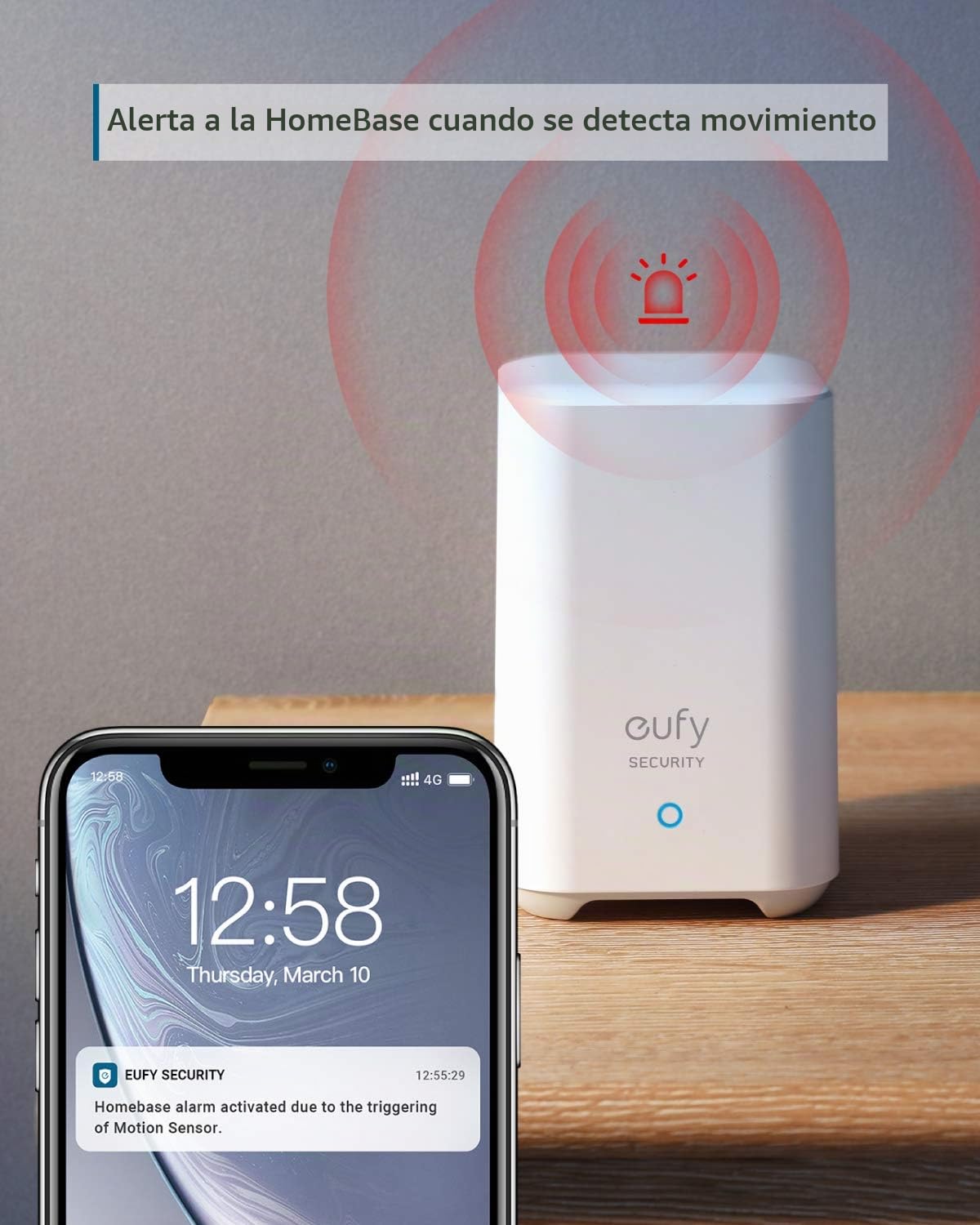 Sensor de Movimiento, eufy Security Home Alarm System Motion Detector, 100° Campo de visión, 9m de Alcance, 2 años de duración de la batería, sensibilidad Ajustable (Requiere HomeBase)