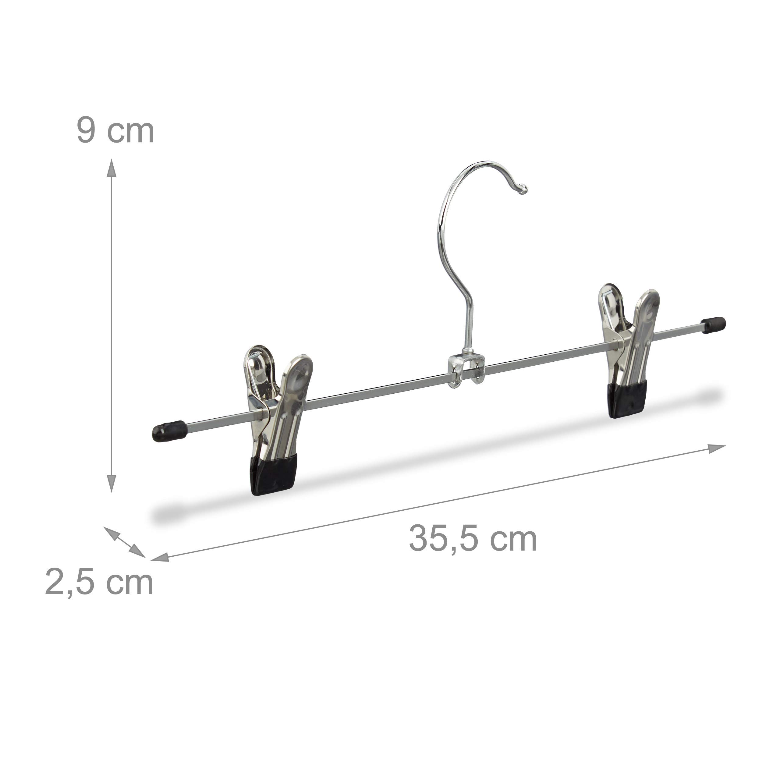 Lot De 10 Cintres à Pantalon Avec Clip Métal – Longueur 17 Cm – Revêtement Antidérapant – Charge élevée