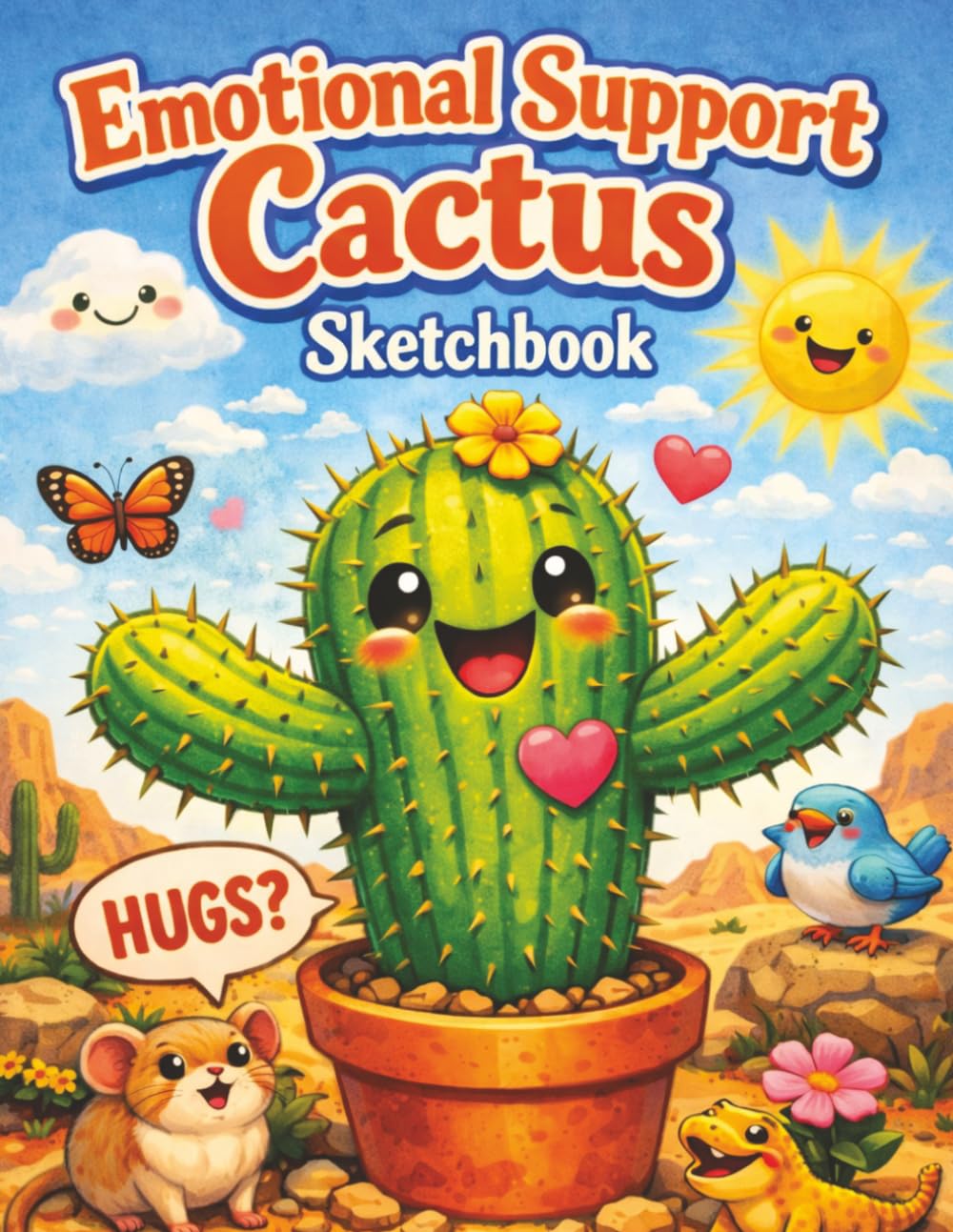 Emotional Support Cactus Sketchbook: Prickly Hugs & Positive Vibes: Cute Cactus Sketchbook for Teens & Adults, 8.5 x 11 Blank Pages