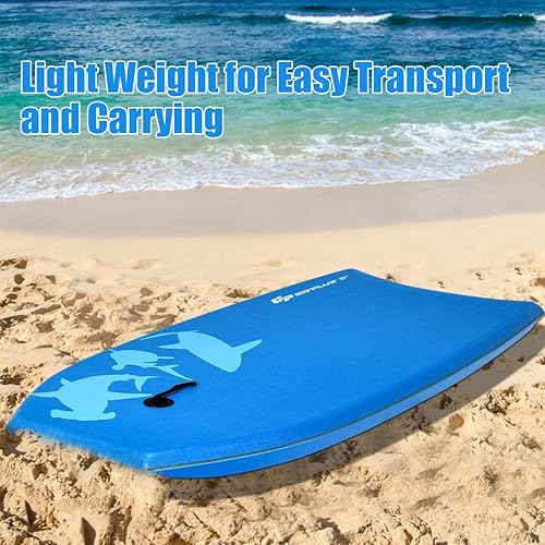 Miniatura 5 de Goplus Boogie Boards para playa, tablero ligero con núcleo EPS, cubierta XPE, parte inferior lisa de HDPE, correa premium y cuerda de muñeca